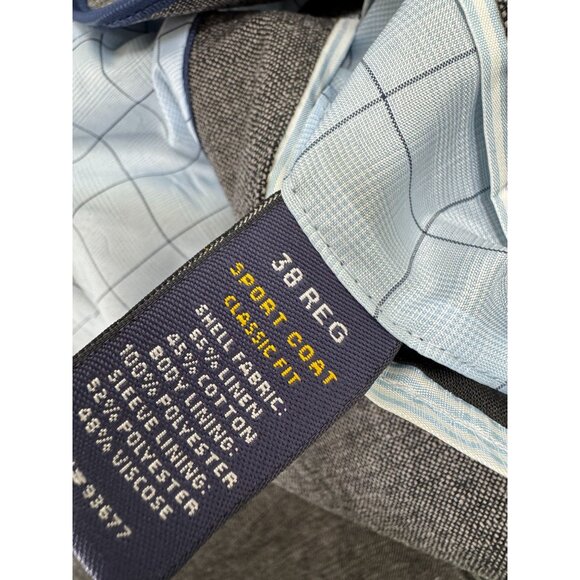 Stafford Blazer Sport Coat 38R Classic Fit Linen Cotton Blend Heather Gray - Picture 4 of 9